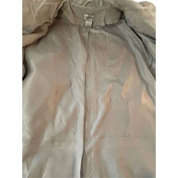 Chico's Womens Gray Leather Button Front Blazer Jacket Size 3 - Picture 9 of 16